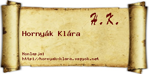 Hornyák Klára névjegykártya